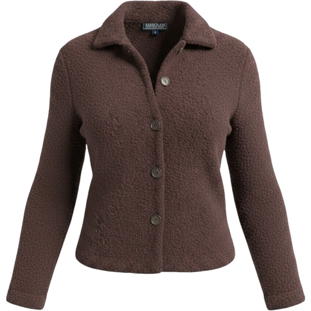 Harolds Womens Brown Boucle Knit Button Front Jacket Size S Small Coat